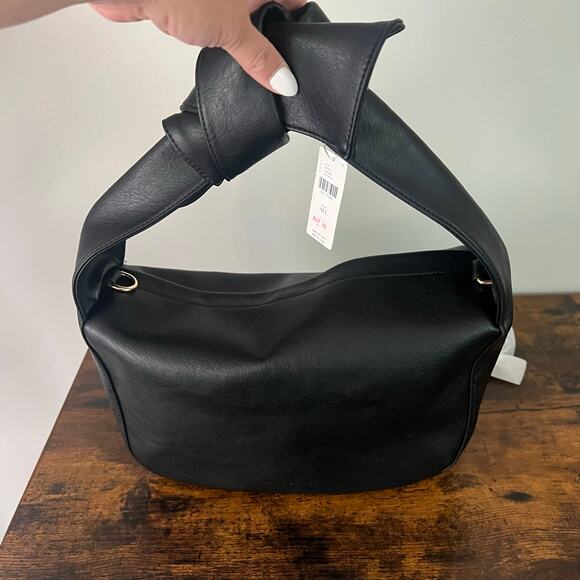 NWT Anthropologie Melie Bianco Marni Bow Knot Bag Cossbody Black Faux Leather - Picture 3 of 14